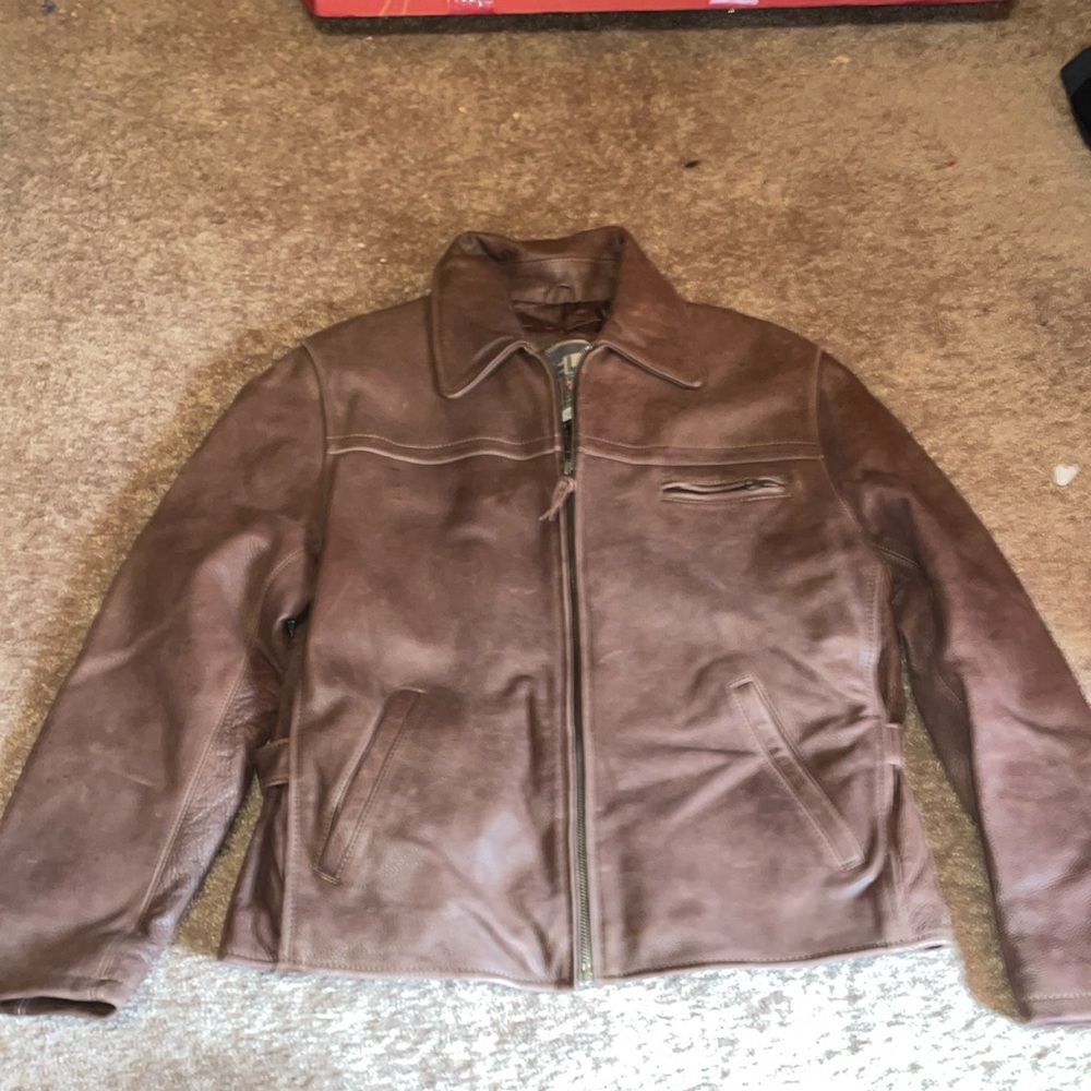 Blueline company women’s size small leather jacket, brown
